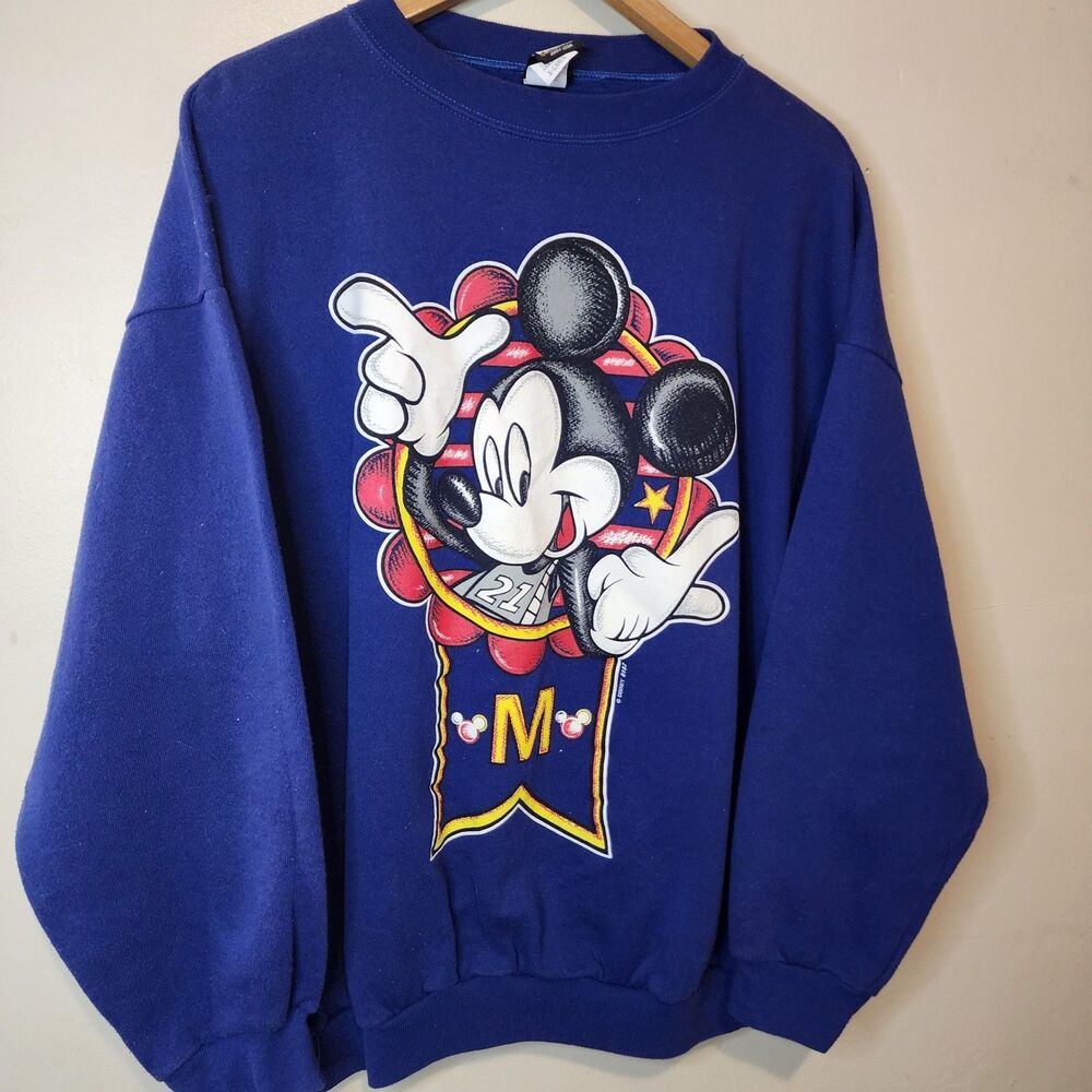 Vintage 90s Disney Mickey Mouse Sweatshirt Size XL Blue Jerry Leigh USA - Picture 3 of 9